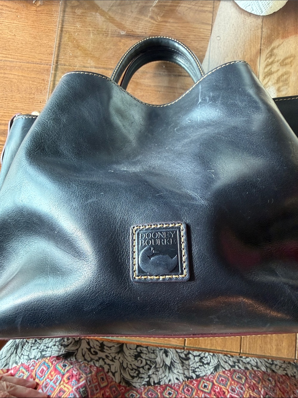 Dooney & Bourke Black Leather Tote with Top Handles